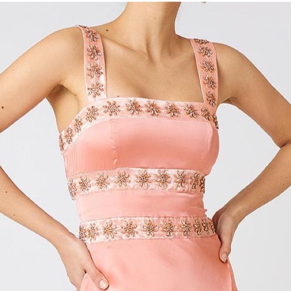 For Love & Lemons Opal Beaded Midi Dress BlushPink - Picture 3 of 6